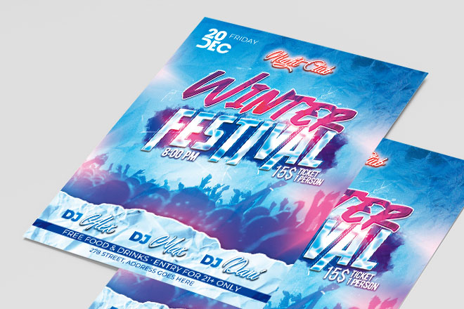 Free Winter Festival Flyer Template + Instagram Post (PSD)