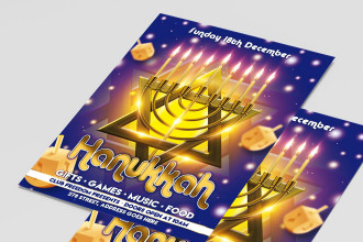 Free Hanukkah Candles Flyer Template + Instagram Post (PSD)