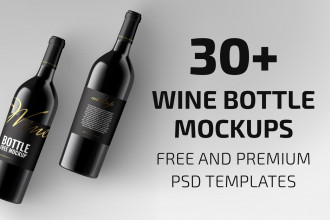 30+ Free Wine Bottle Mockups + Premium