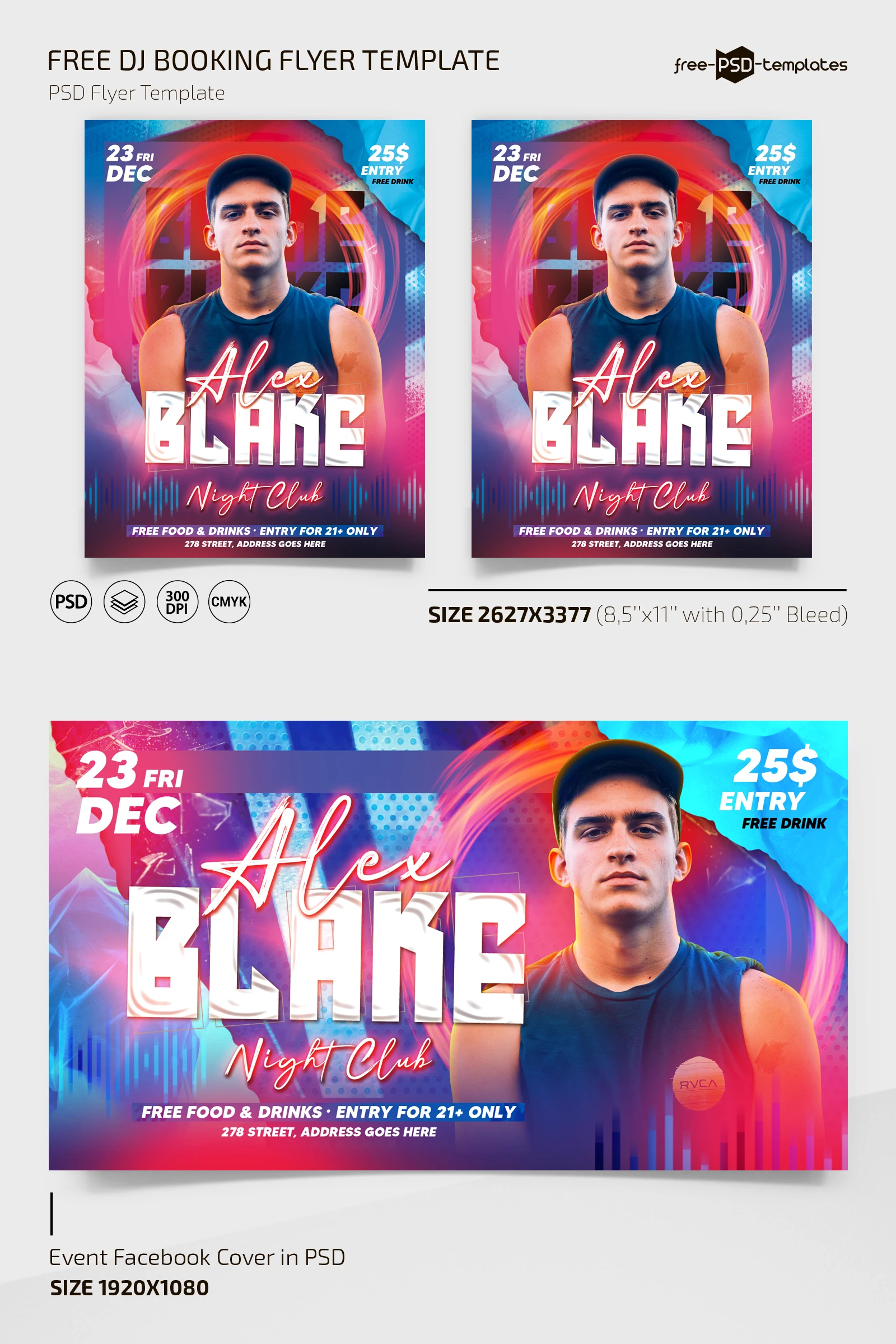 Free DJ Booking Flyer Template + Instagram Post (PSD)