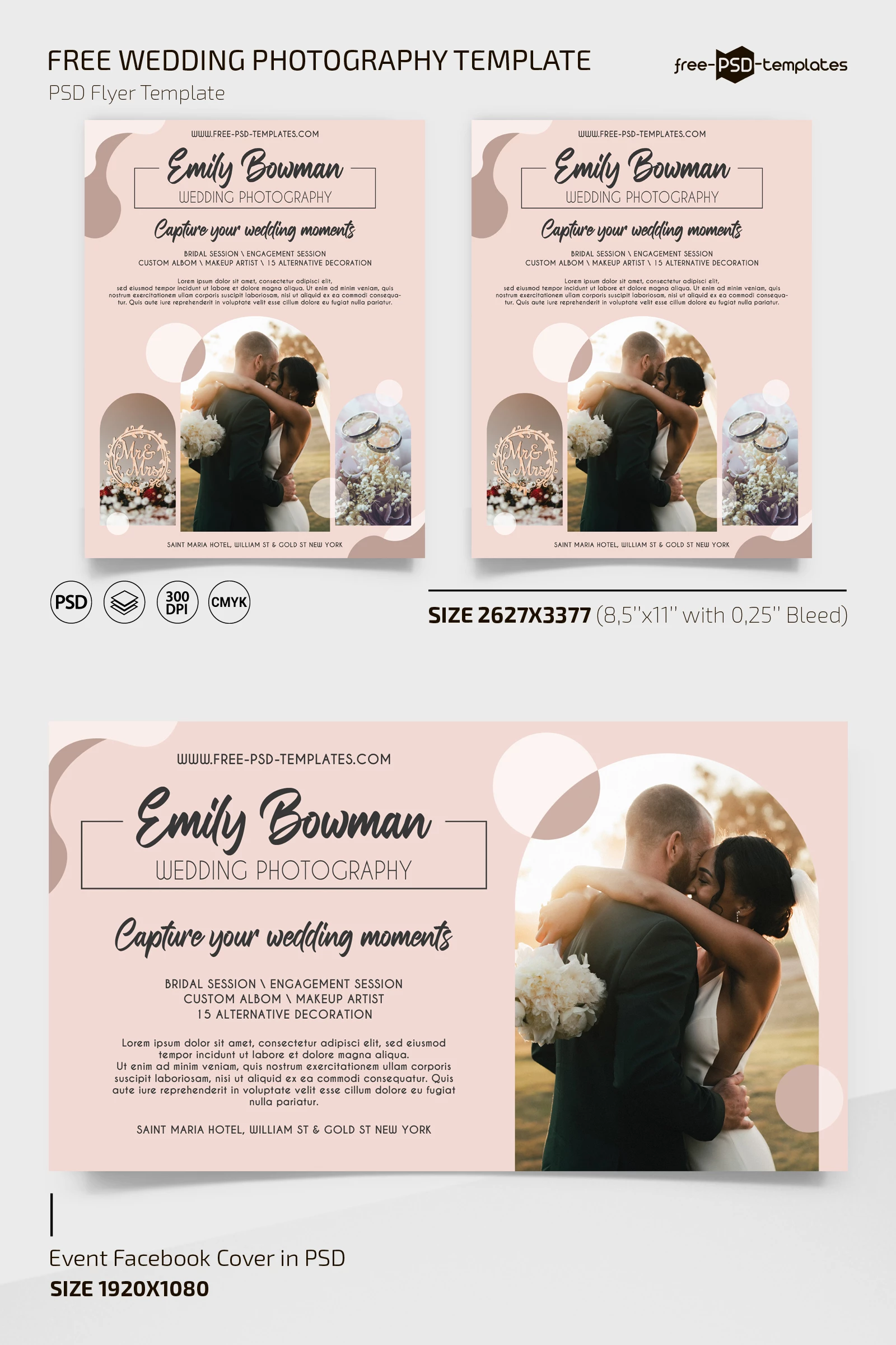 Free Wedding Photography Flyer Template + Instagram Post (PSD)