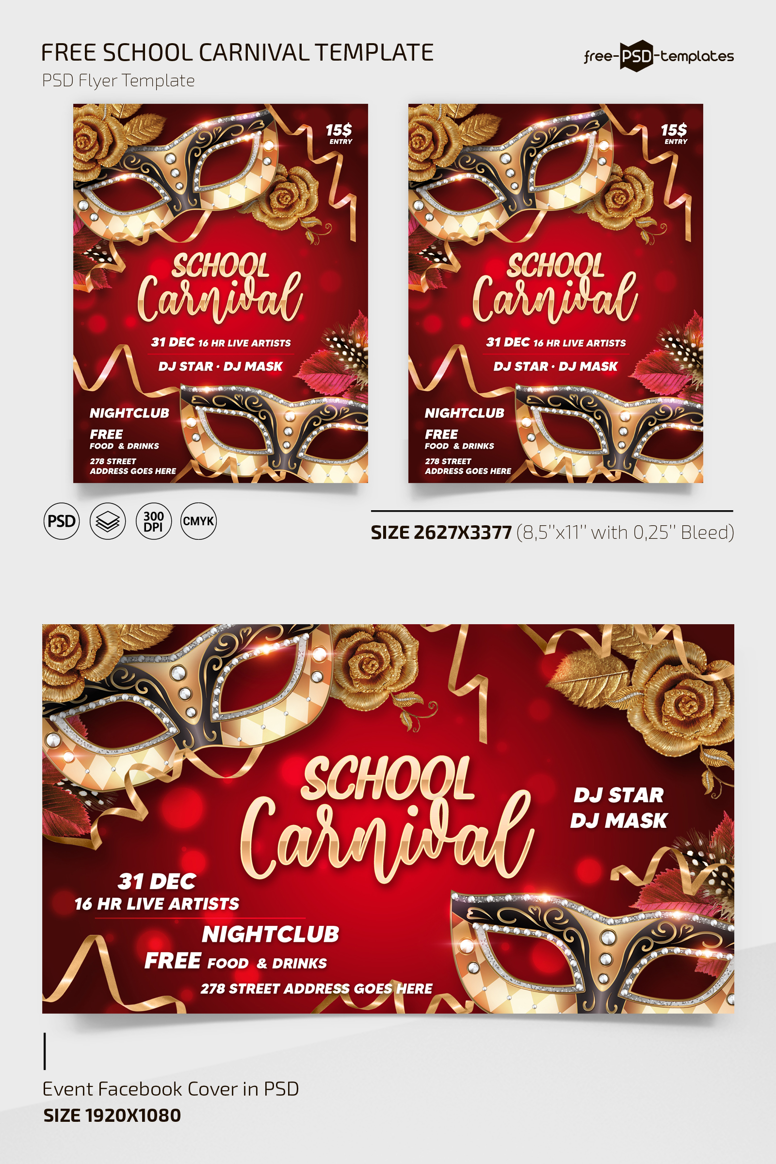 Free School Carnival Flyer Template + Instagram Post (PSD)