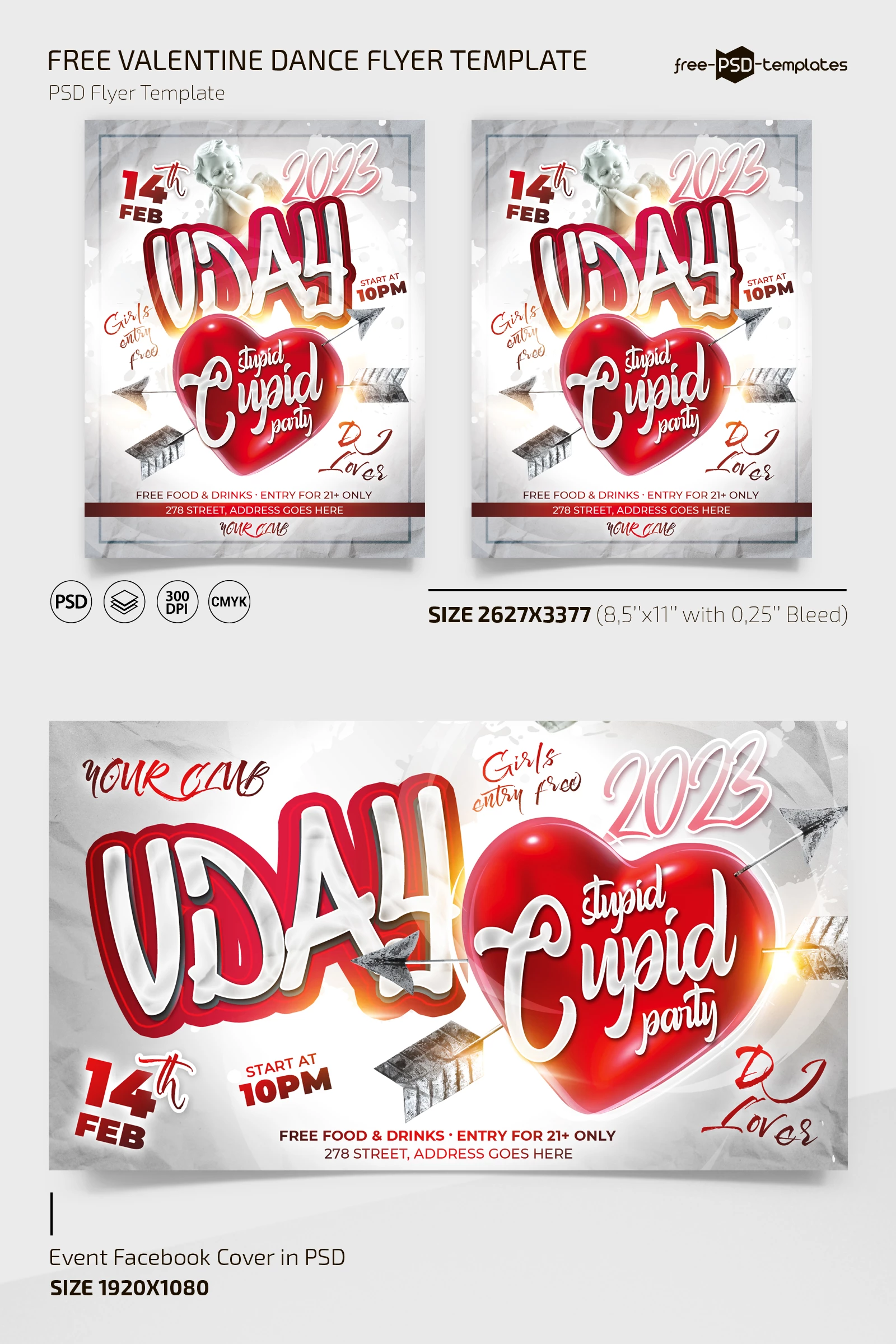 Free Valentine Dance Template + Instagram Post (PSD)