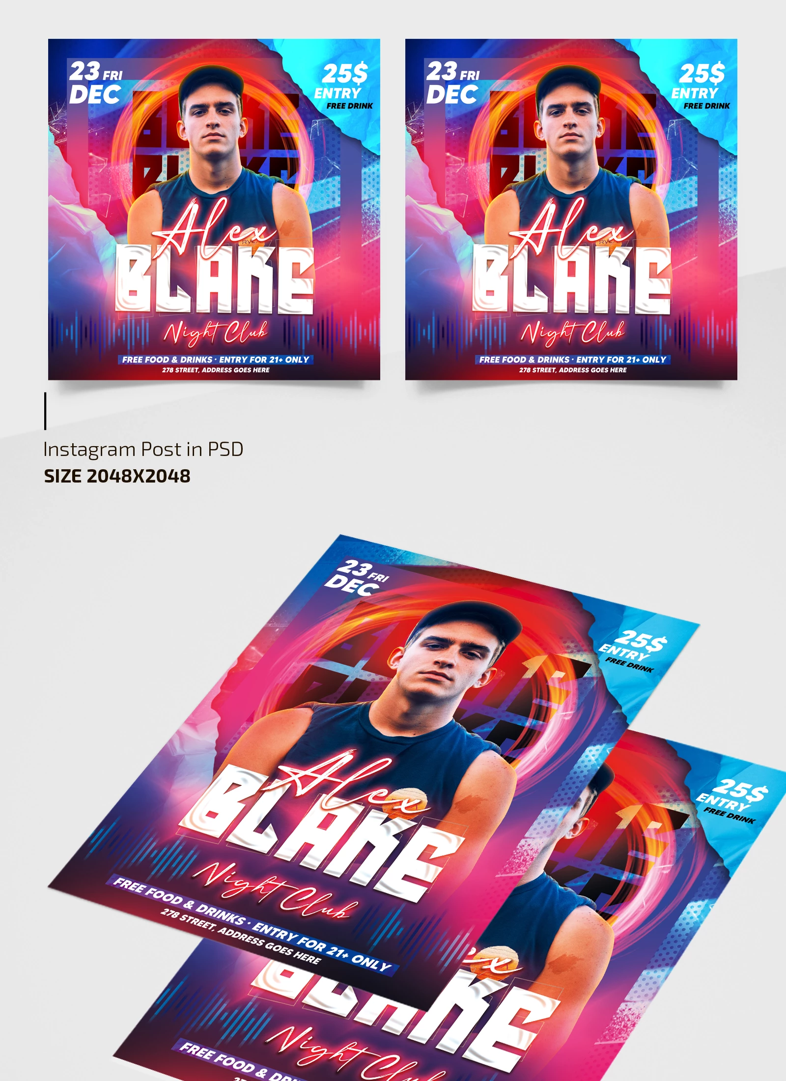 Free DJ Booking Flyer Template + Instagram Post (PSD)