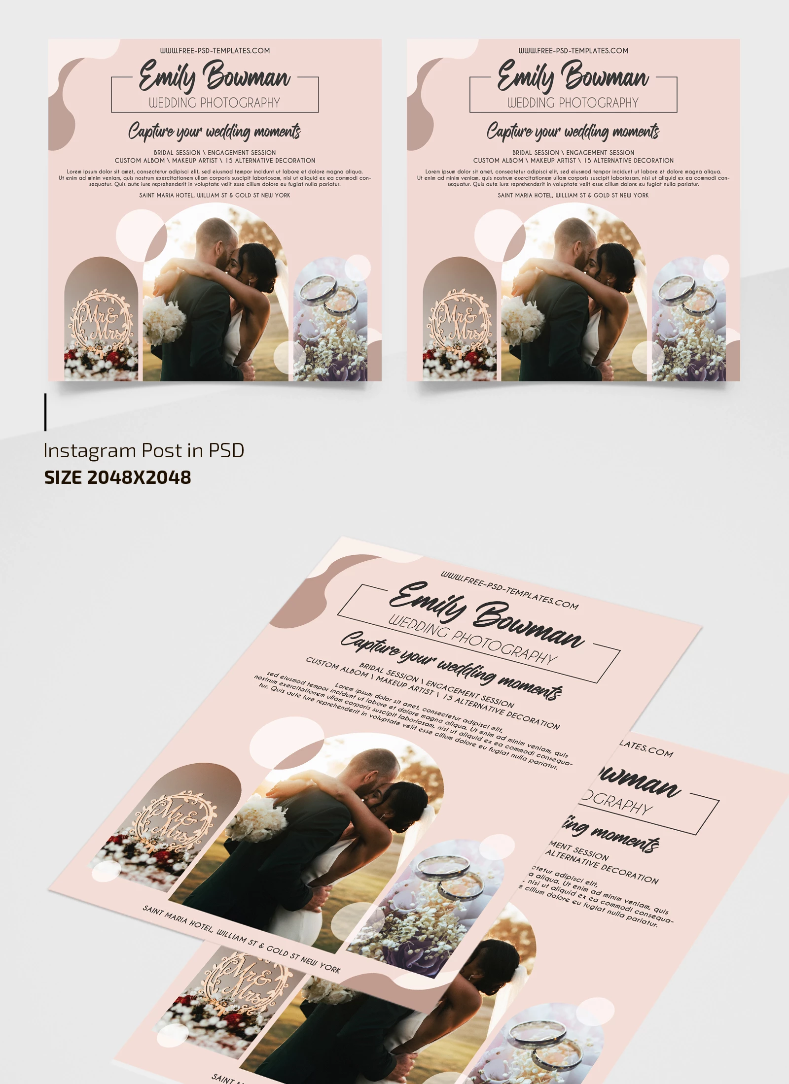 Free Wedding Photography Flyer Template + Instagram Post (PSD)
