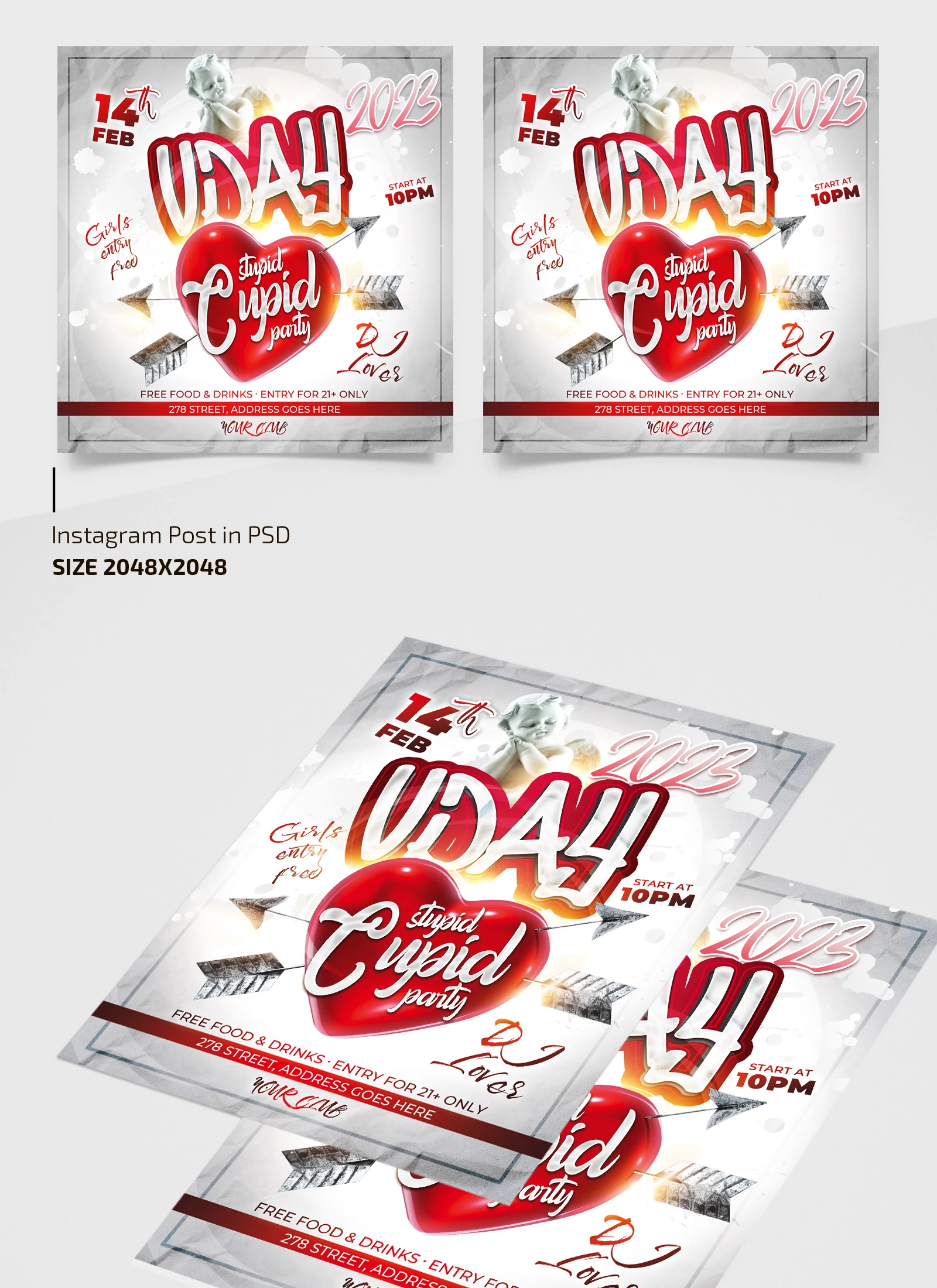 Free Valentine Dance Template + Instagram Post (PSD)