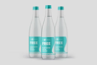 Free Glass Water Bottle Mockup