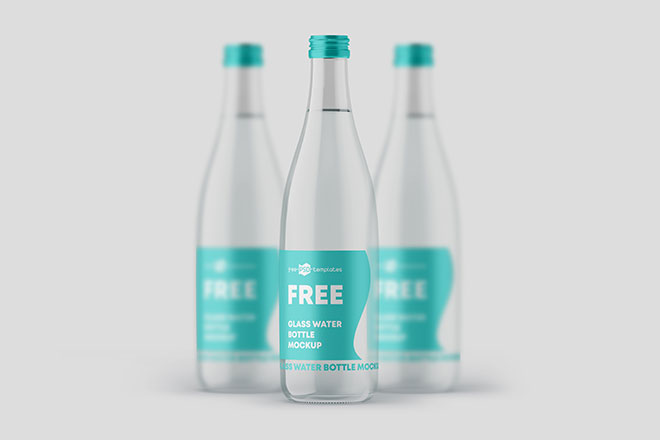 Free Minimal Glass Water Bottle (PSD)