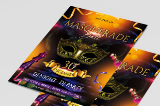 Free Masquerade Ball Flyer Template + Instagram Post (PSD)