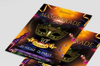Free Masquerade Ball Flyer Template + Instagram Post (PSD)