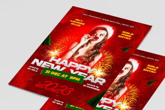 Free Happy New Year Flyer Template + Instagram Post (PSD)
