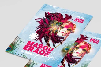 Free Masquerade Party Flyer Template + Instagram Post (PSD)