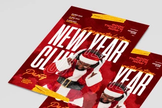 Free New Year Club Party Flyer Template + Instagram Post (PSD)