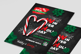 Free Winter Holiday Flyer Template + Instagram Post (PSD)