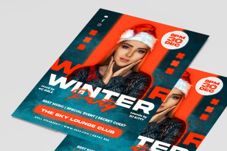 Free Winter Party Template + Instagram Post (PSD)