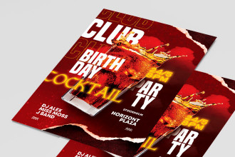 Free Club Birthday Party Flyer Template + Instagram Post (PSD)