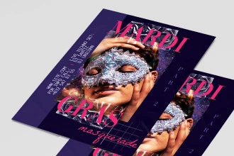 Free Masquerade Mardi Gras Flyer Template + Instagram Post (PSD)