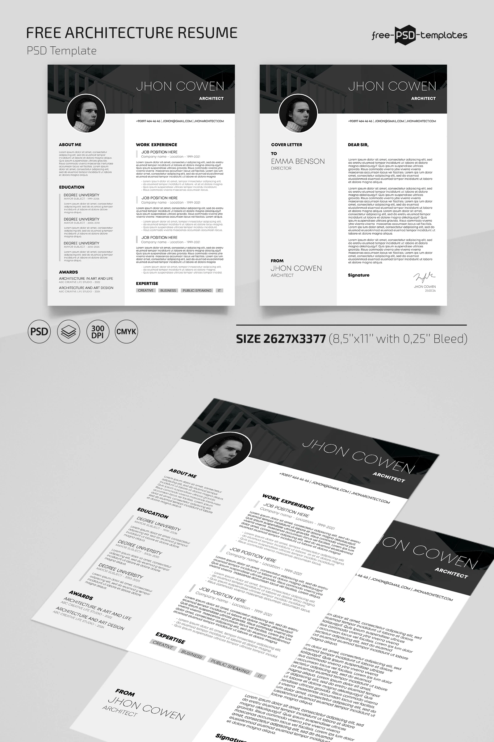 Free Architecture Resume Template For Photoshop (Psd)