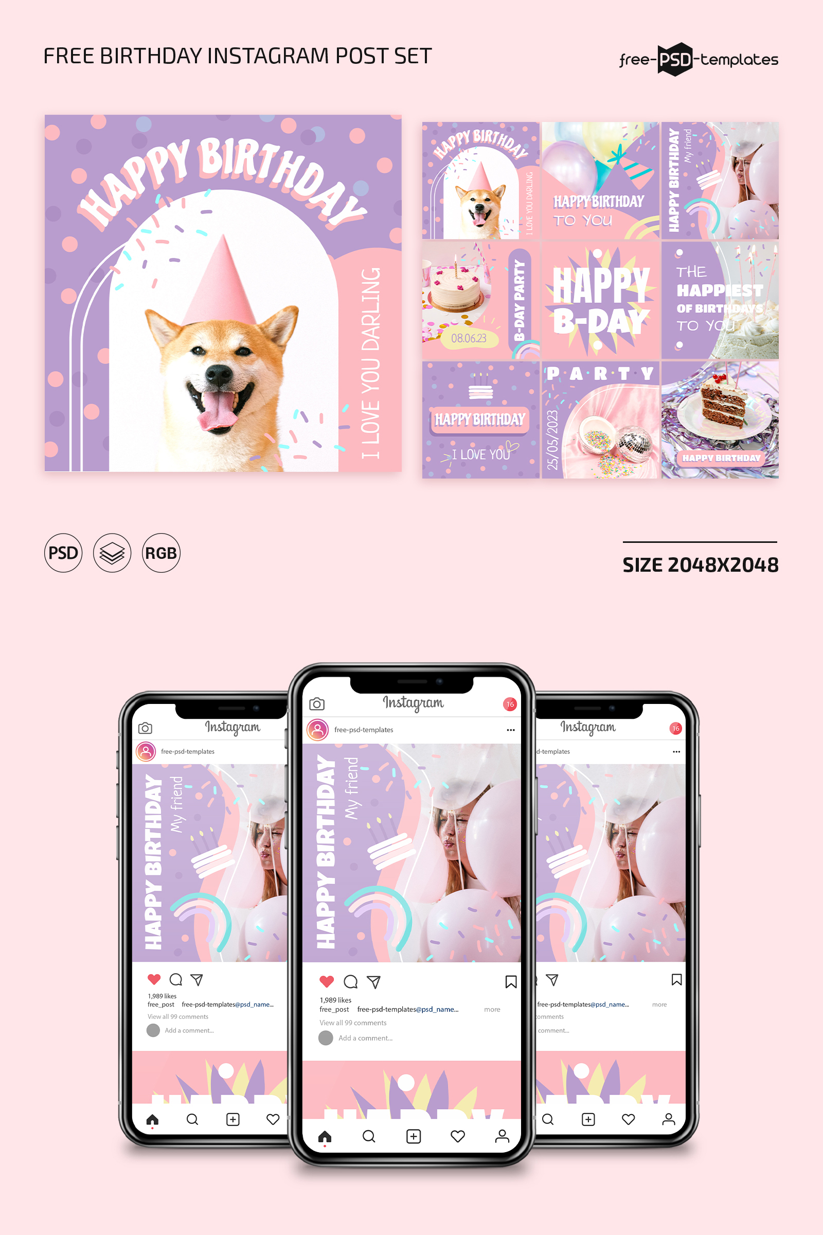 免费生日Instagram帖子模板