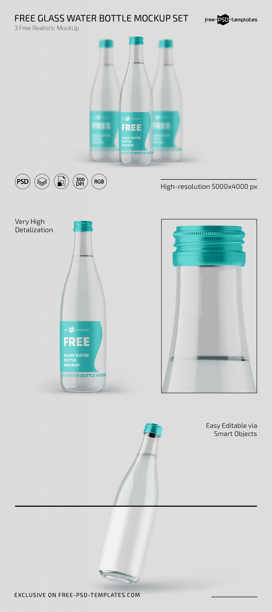 Mini Glass Water Bottle Mockup