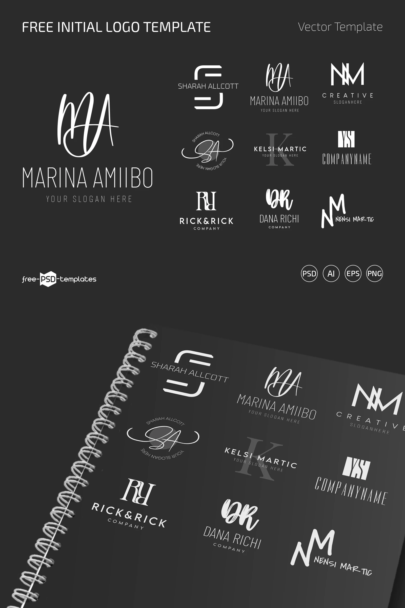 Free Initial Logo Template (PSD, AI, EPS, PNG)