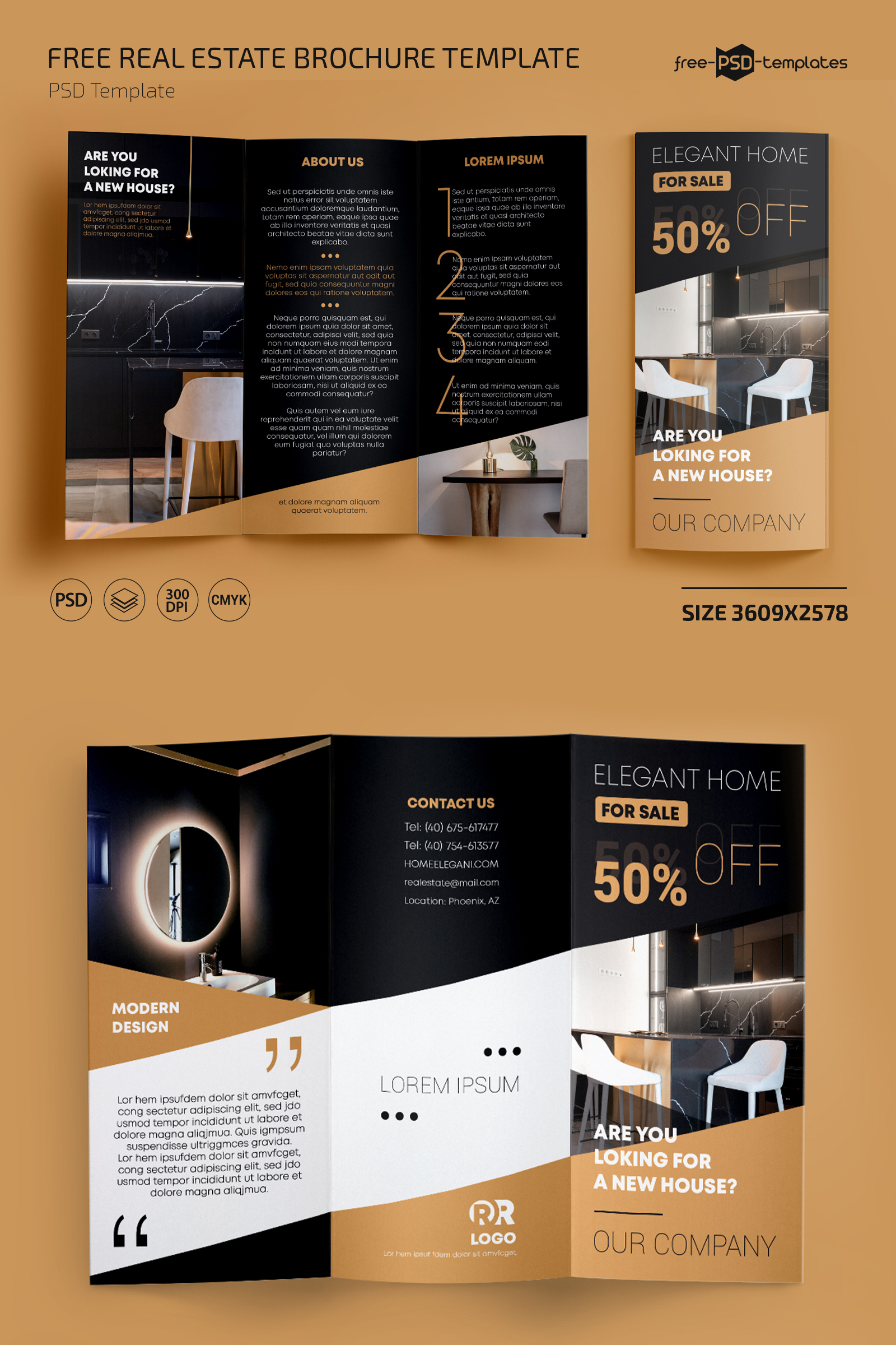 Free Real Estate Trifold Brochure For Photoshop PSD 