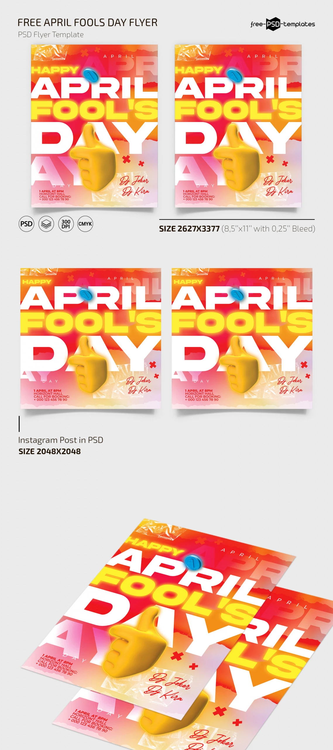 Free April Fools Day Flyer Template + Instagram Post (PSD)