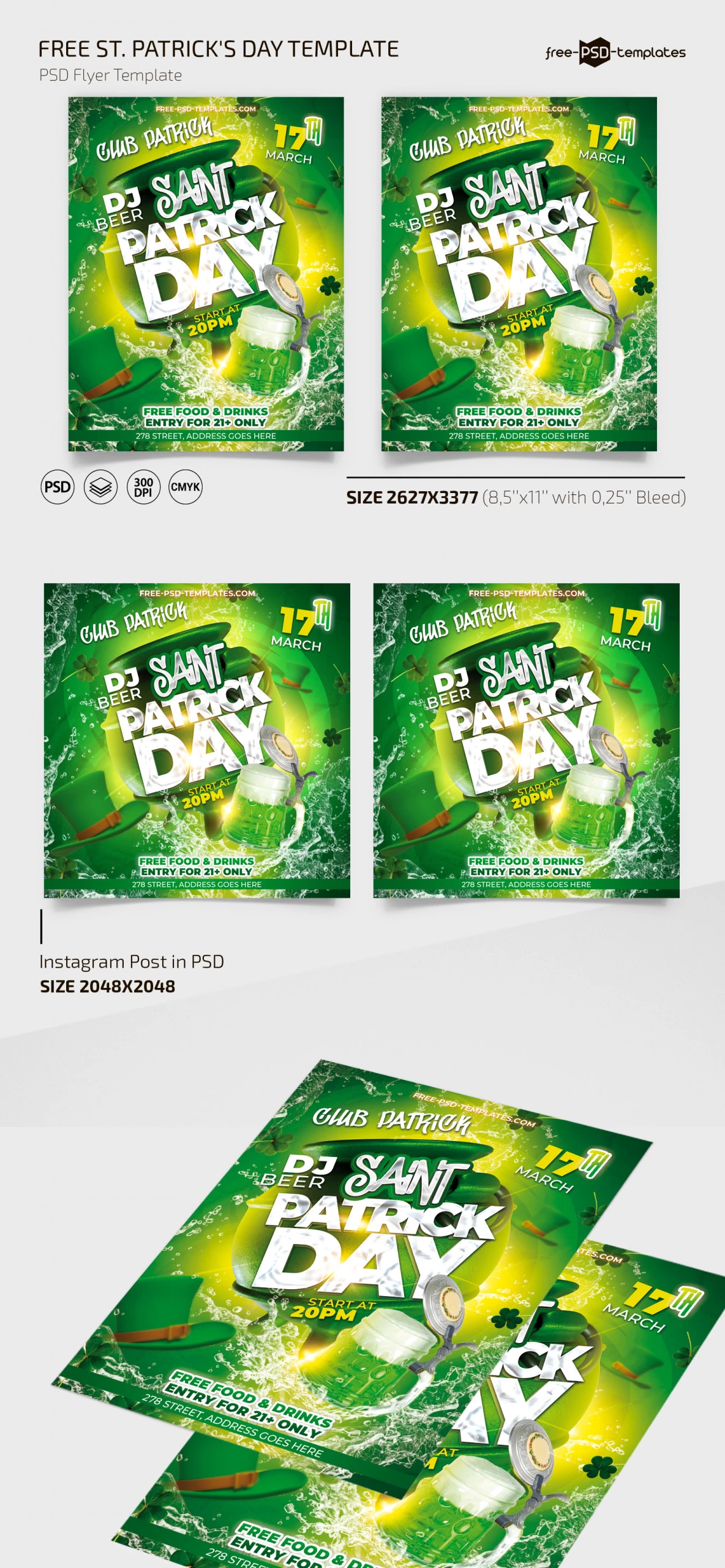 Free St. Patrick’s Day Template + Instagram Post (PSD)