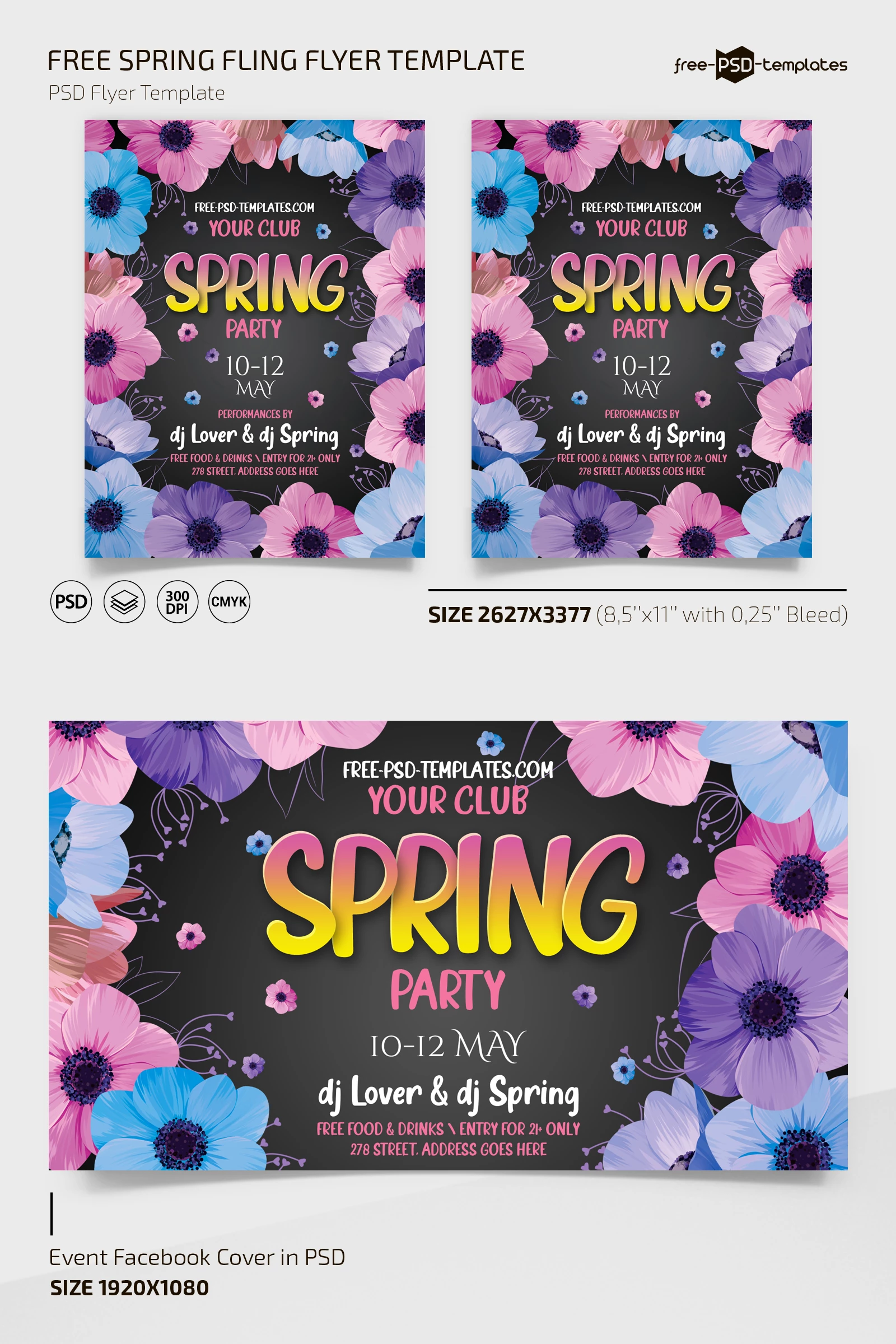 Free Spring Fling Flyer Template + Instagram Post (PSD)