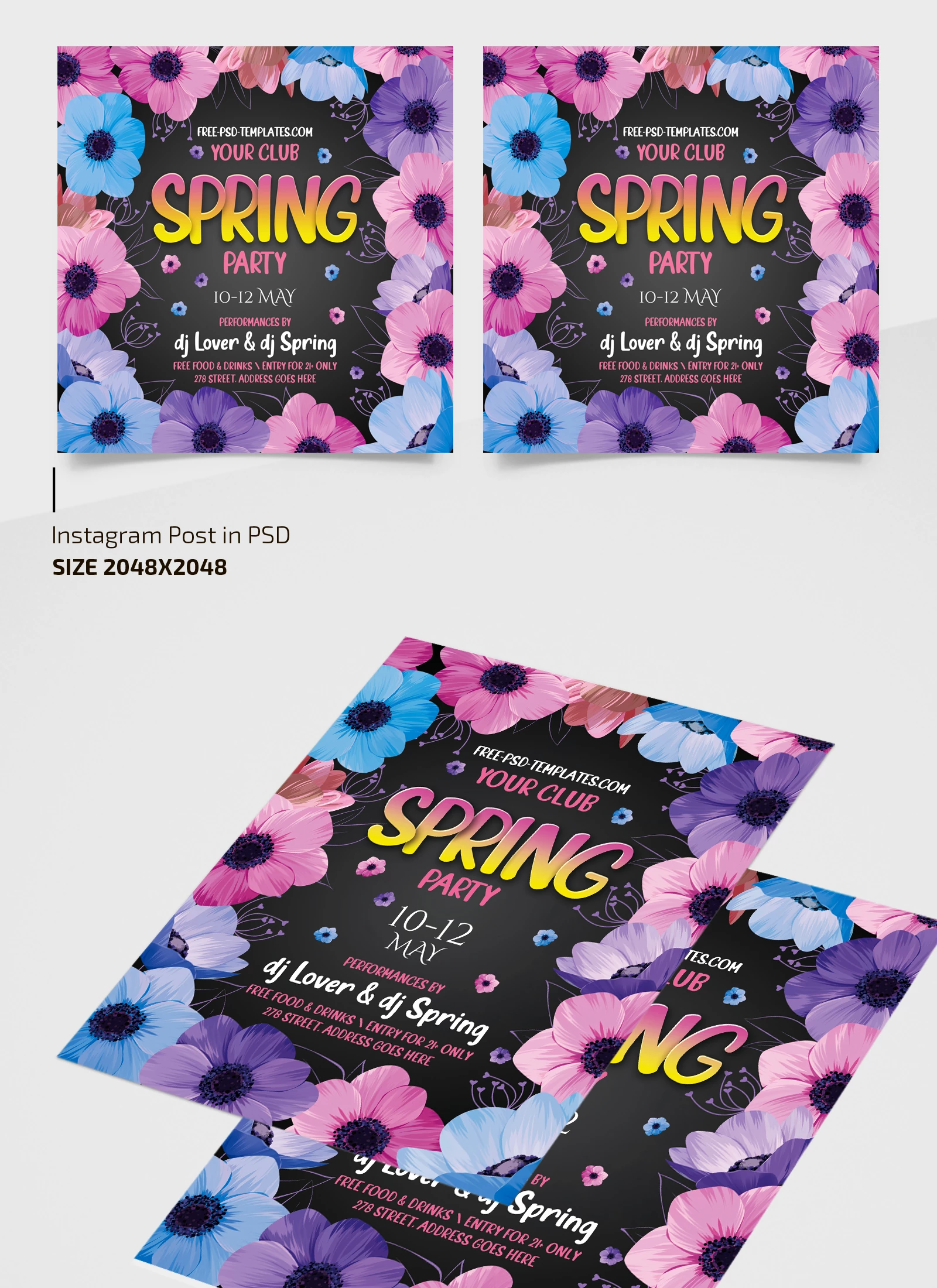 Free Spring Fling Flyer Template + Instagram Post (PSD)