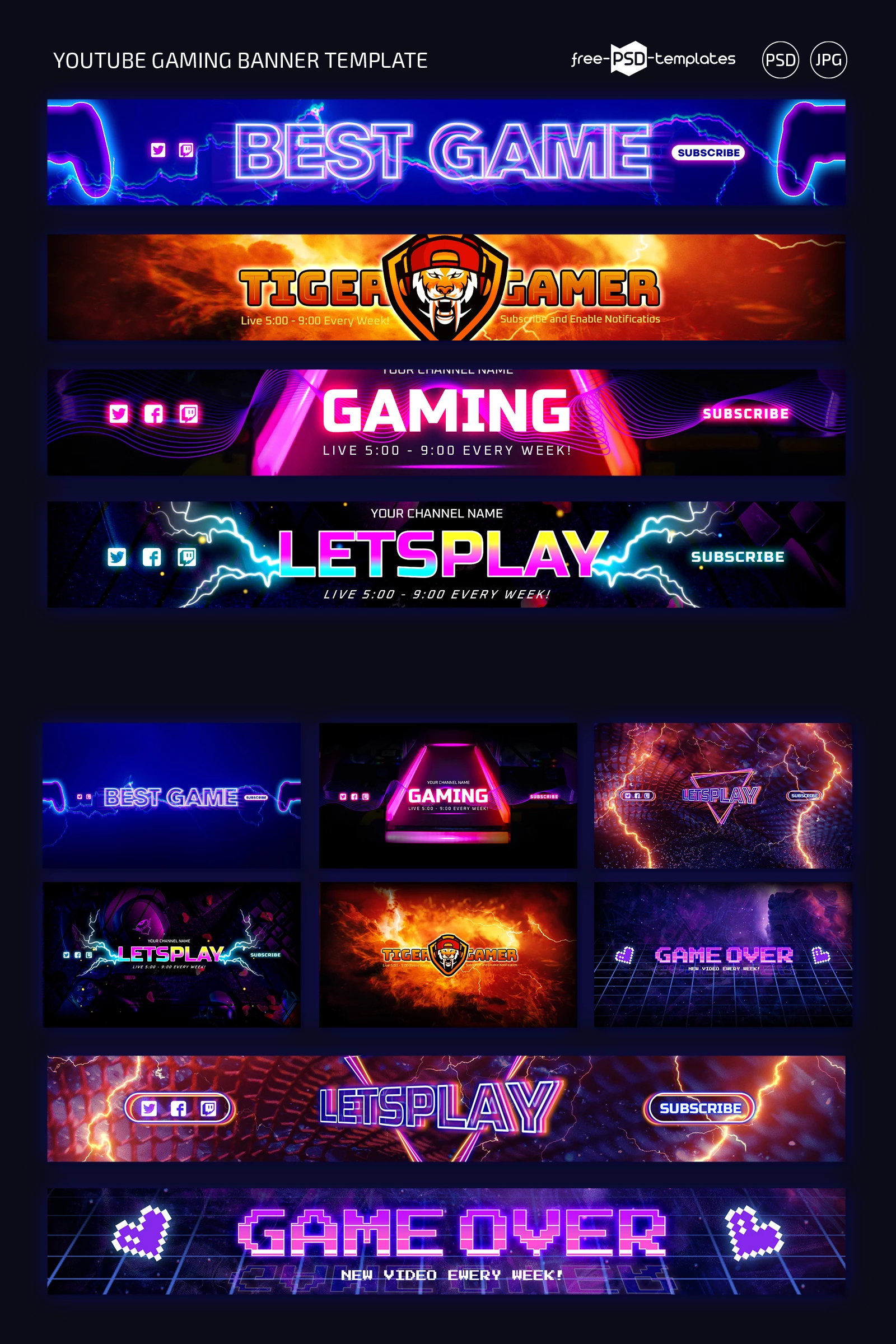 Free  Gaming Banner Templates for Photoshop (PSD)