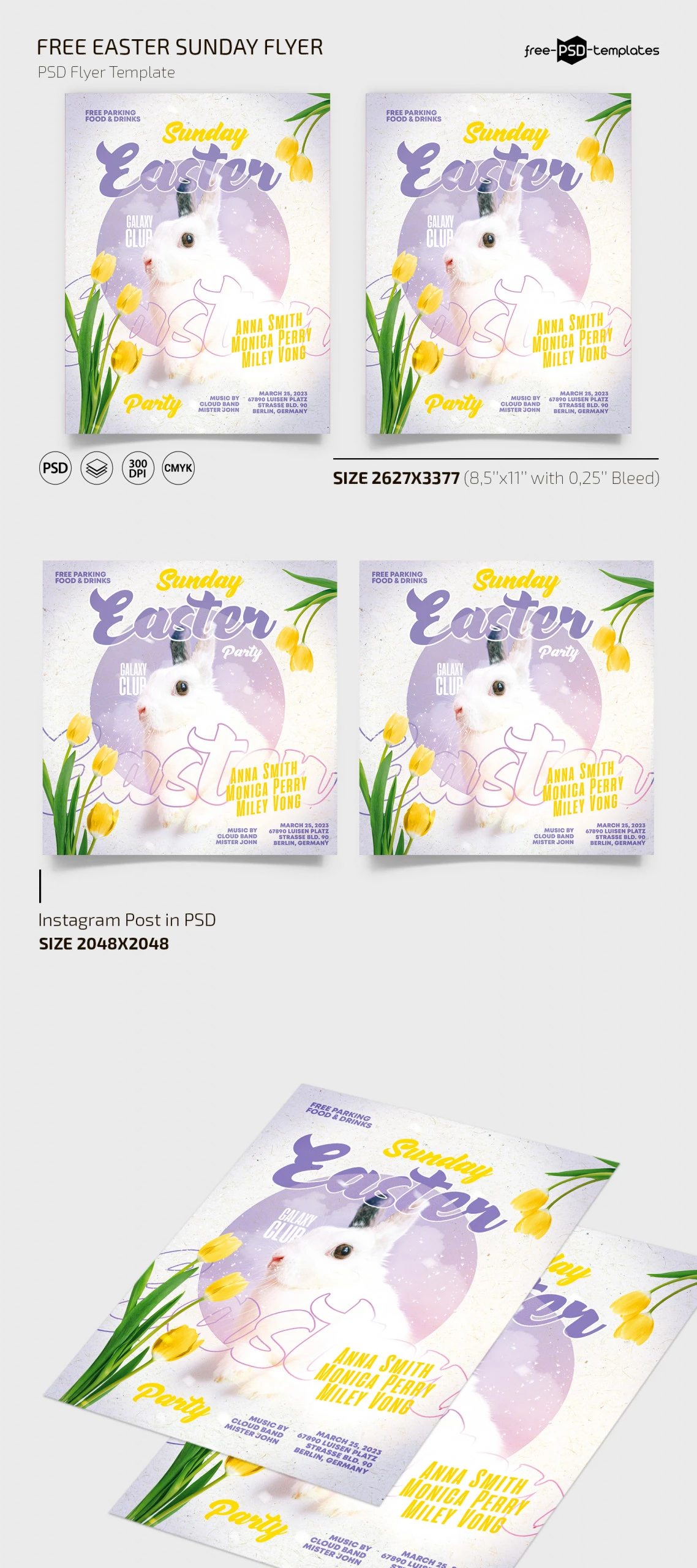 Free Easter Sunday Flyer Template + Instagram Post (PSD)