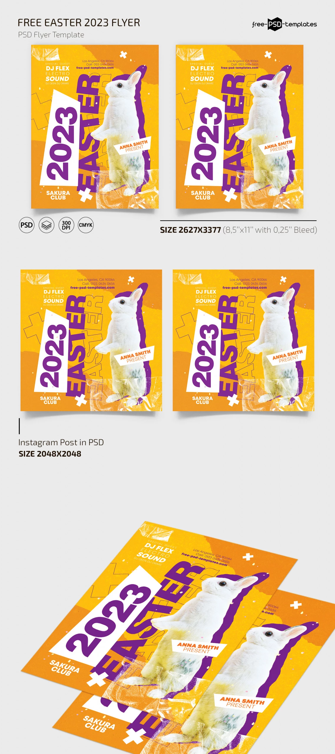 Free Easter 2023 Flyer Template + Instagram Post (PSD)