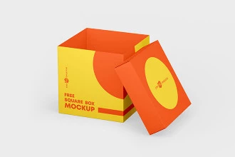 Free Square Boxes Mockup