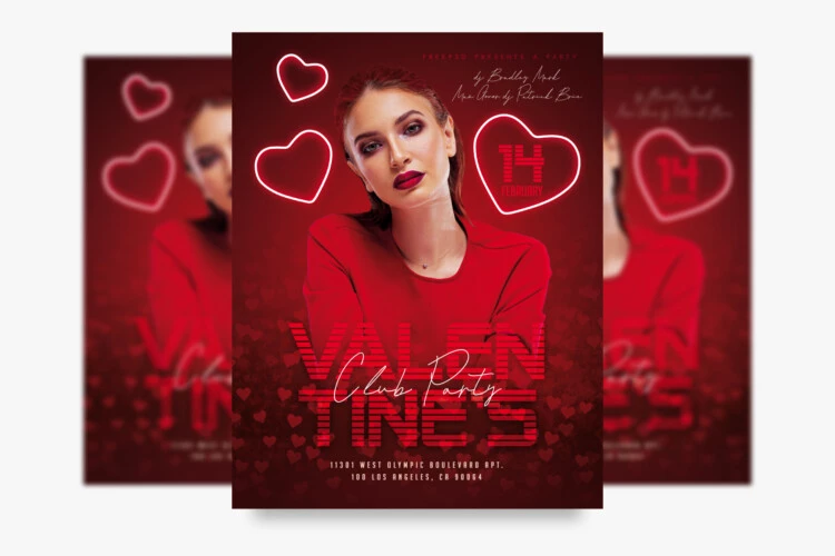 Free Valentine’s Day Club Flyer PSD Template