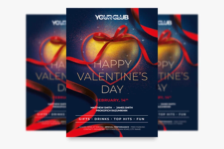 Happy Valentine`s Day Flyer Template