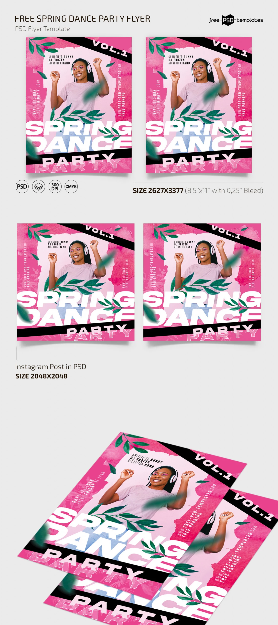 Free Spring Dance Party Flyer Template + Instagram Post (PSD)