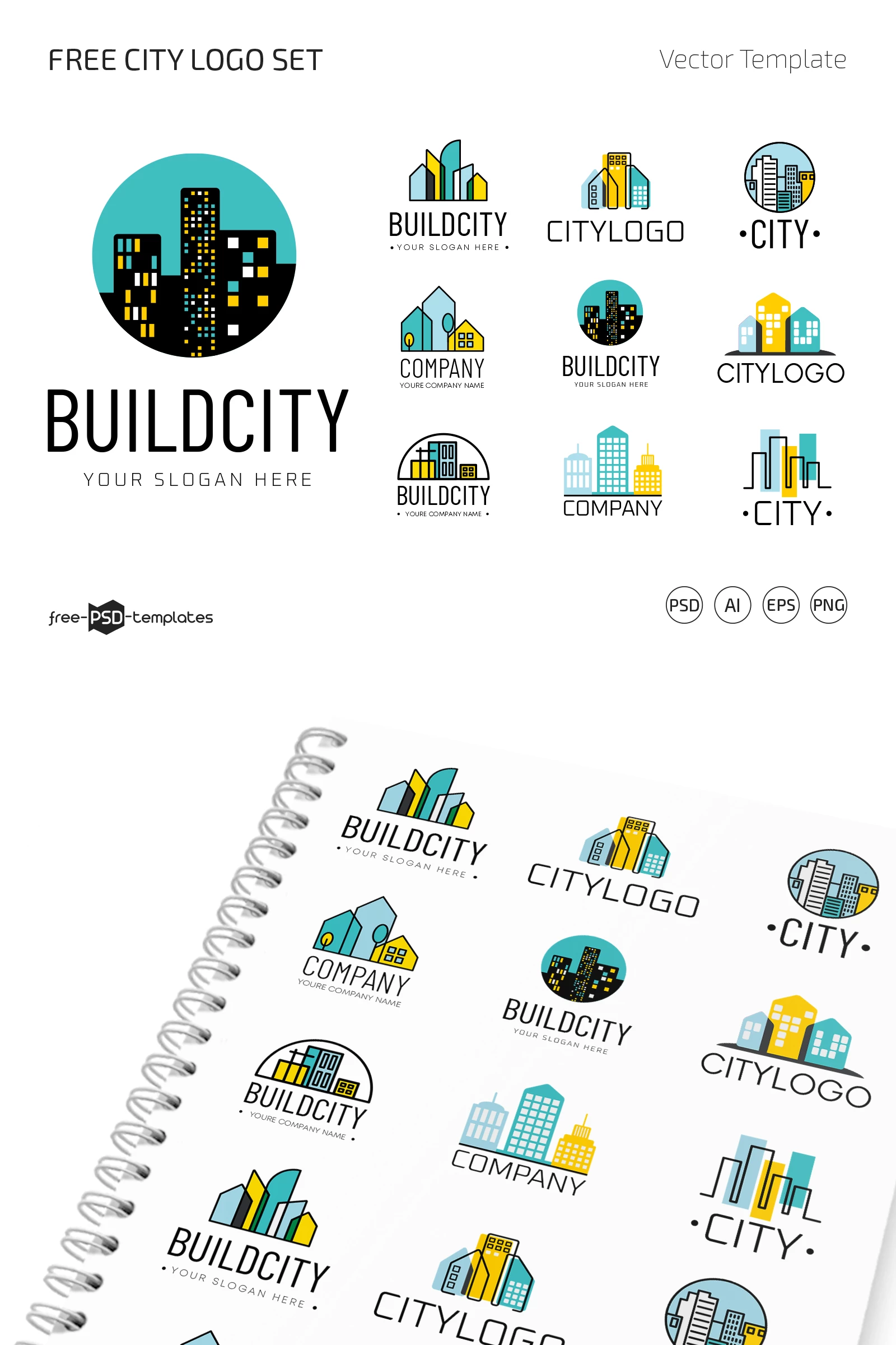 Free City Logo Pack (PSD, AI, EPS, PNG)