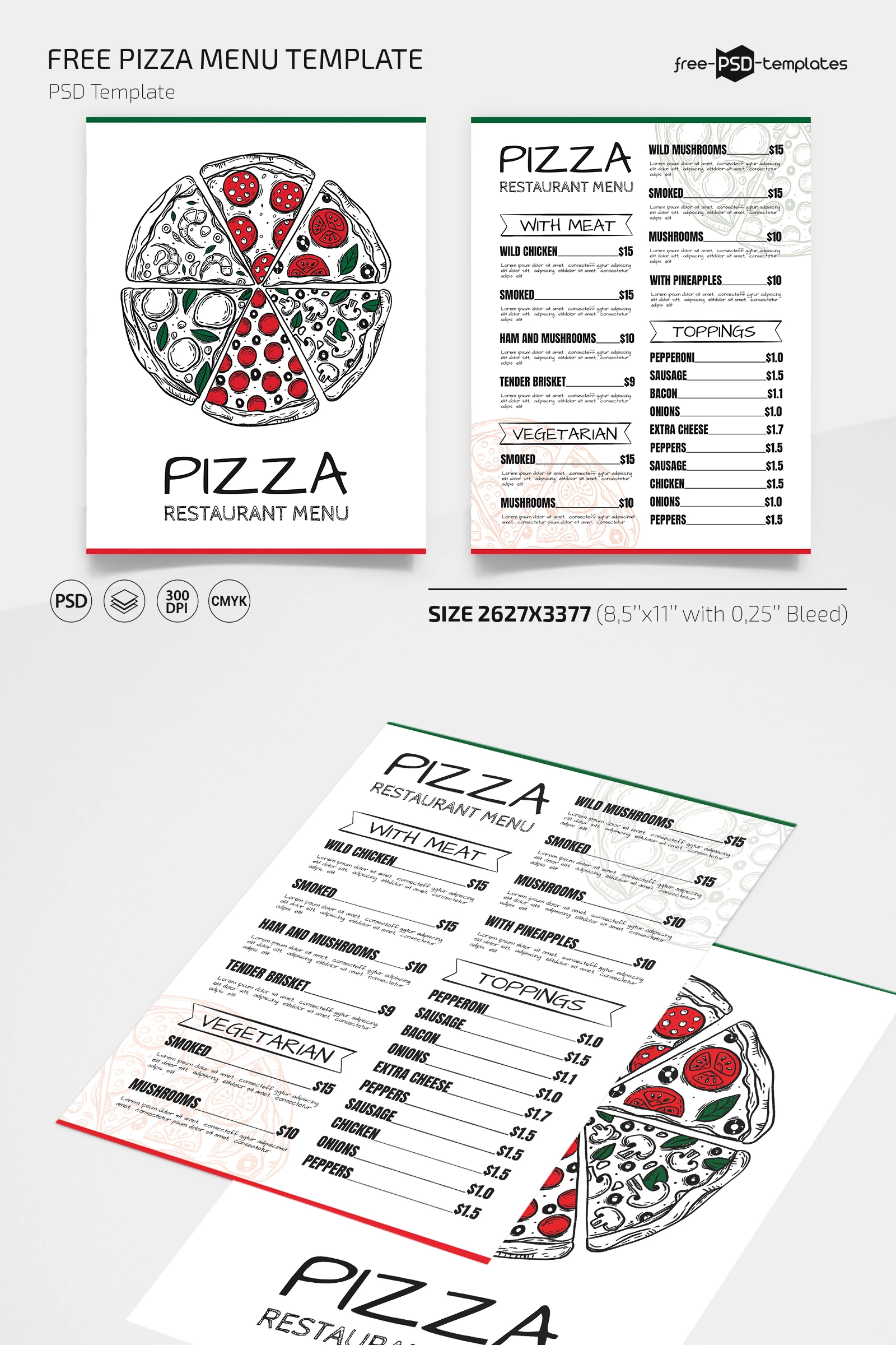 Free Pizza Menu Template