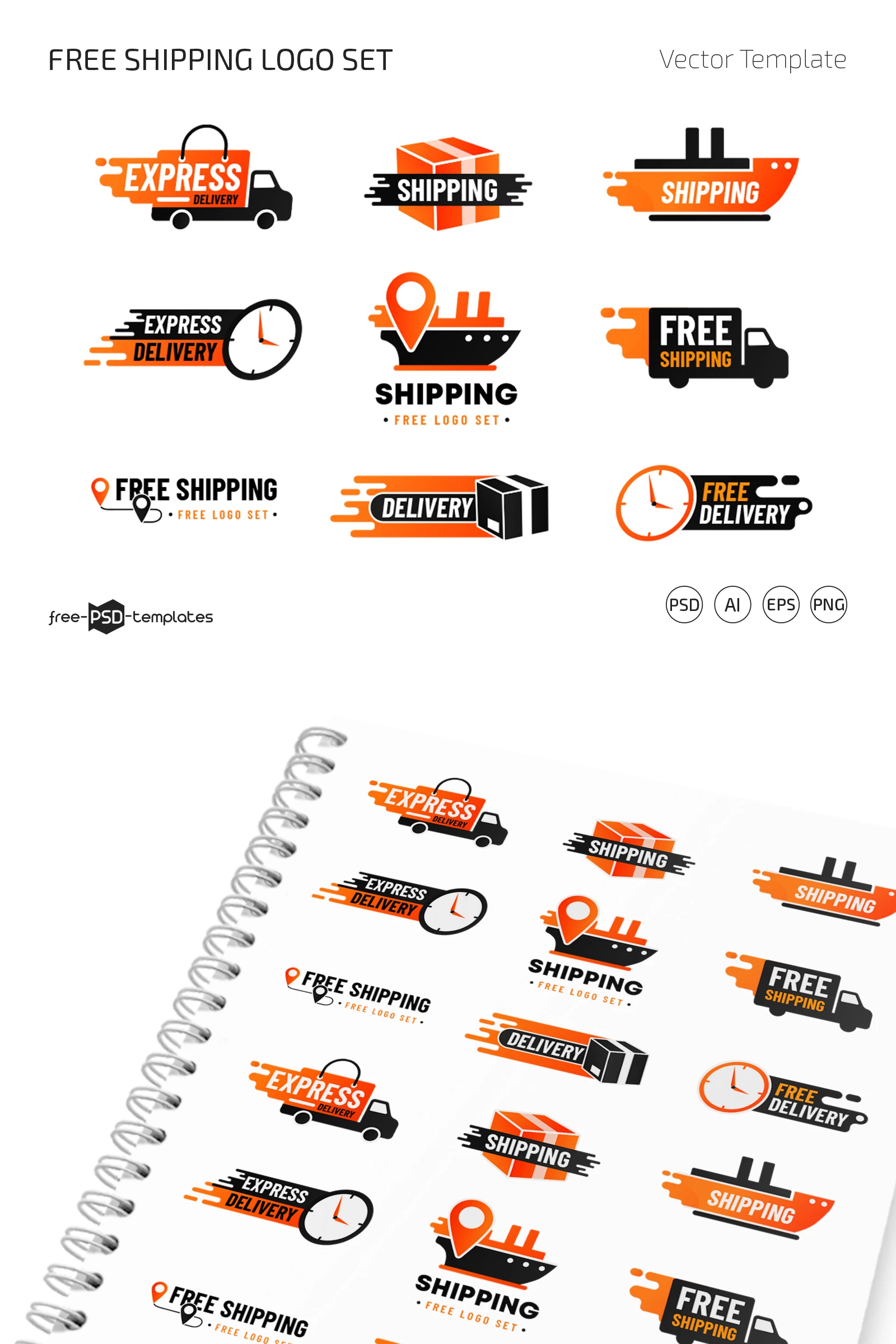 Free Shipping Logo Set (PSD, AI, EPS, PNG)