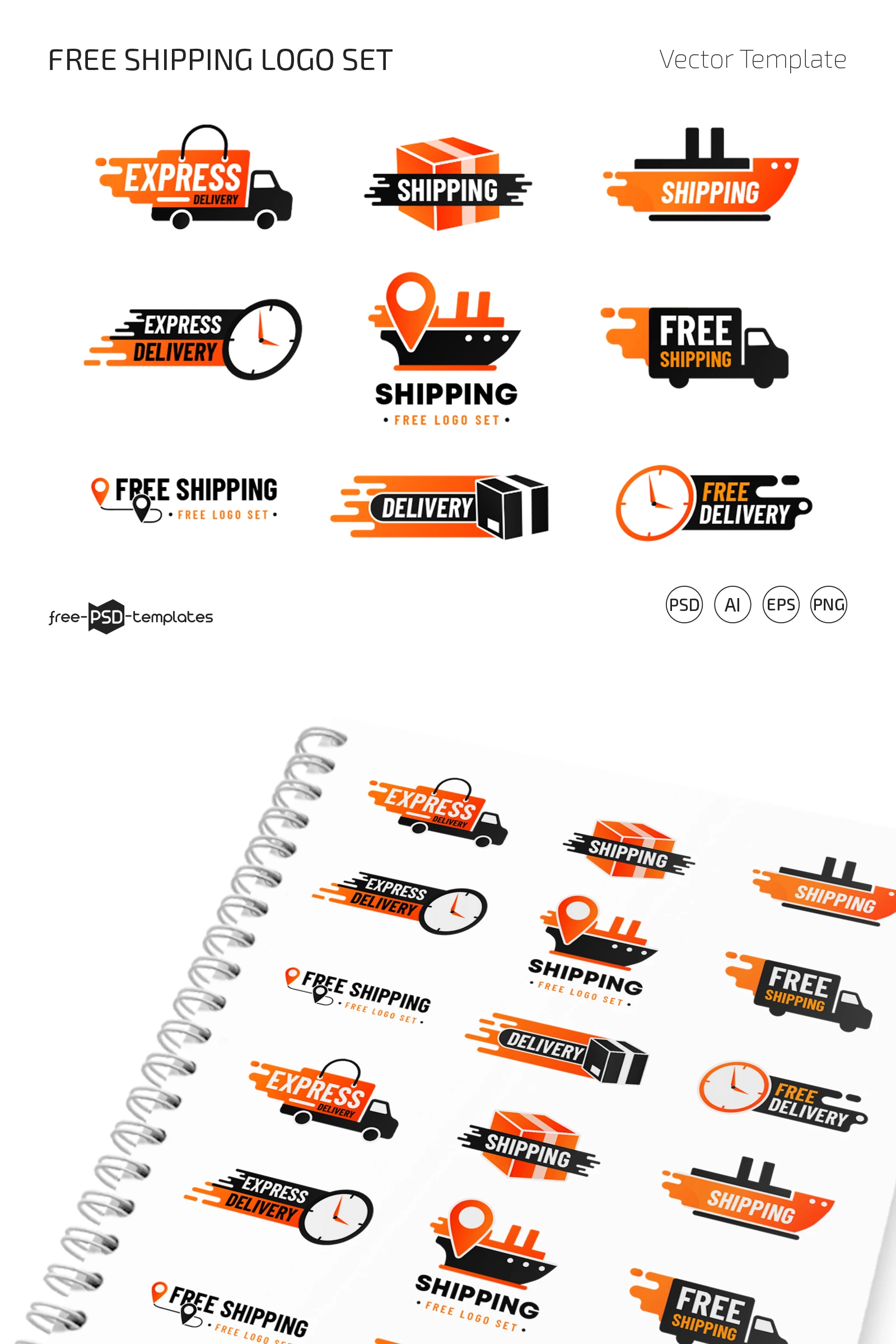 Free Shipping Logo Set (PSD, AI, EPS, PNG) by Free PSD Templates on Dribbble