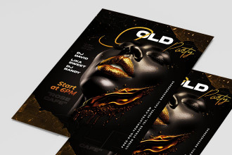 Free Gold Party Flyer Template + Instagram Post (PSD)