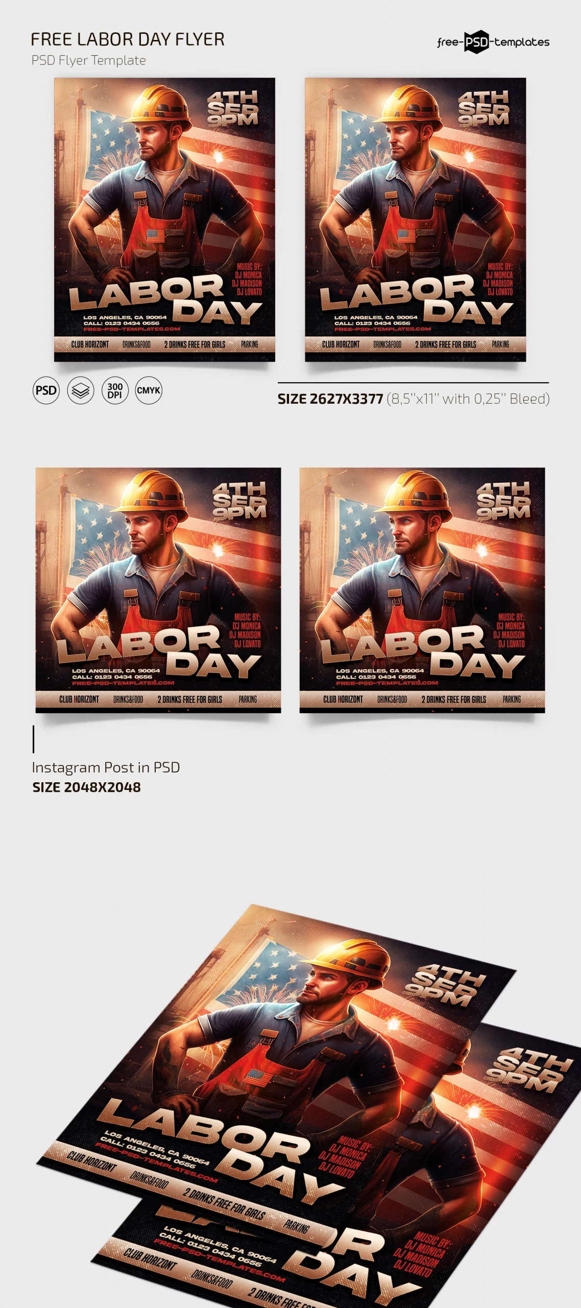 Free Labor Day Flyer Template + Instagram Post (PSD)