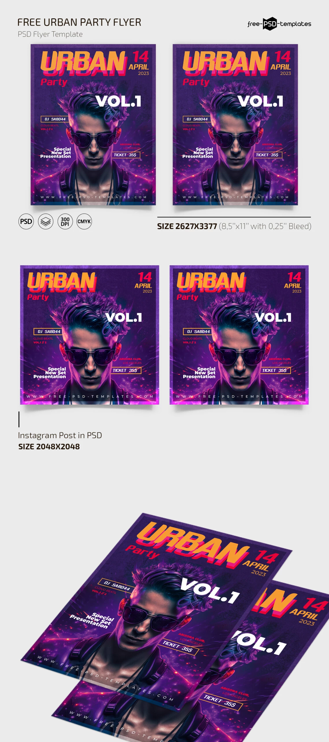 Free Urban Party Flyer Template + Instagram Post (PSD)