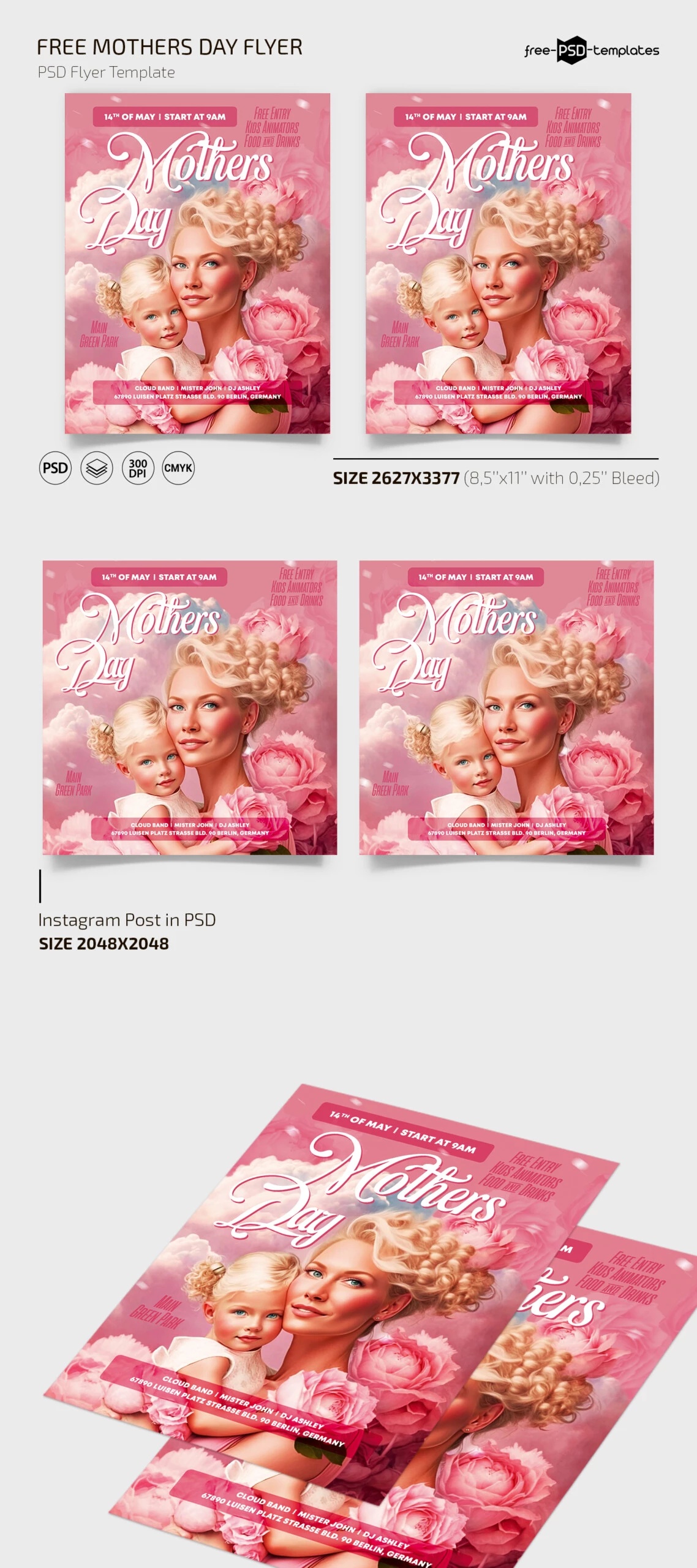 Free Mothers Day Flyer Template + Instagram Post (PSD)