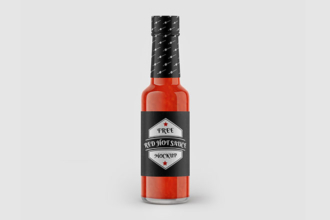 Free Red Hot Sauce Bottle Mockup