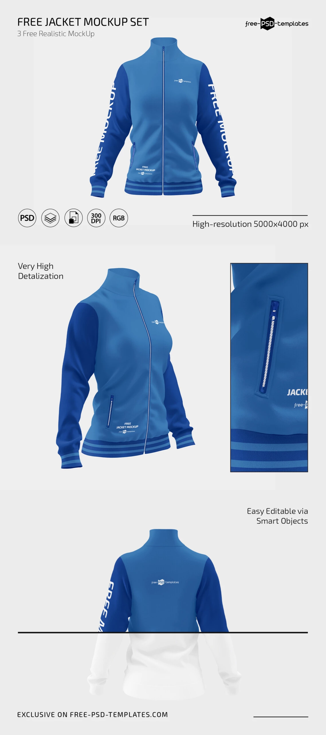 Free Jacket Mockup Set for Photoshop (PSD)