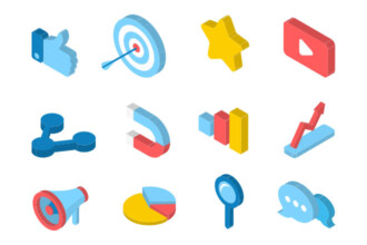 Free Marketing Isometric Icons Set