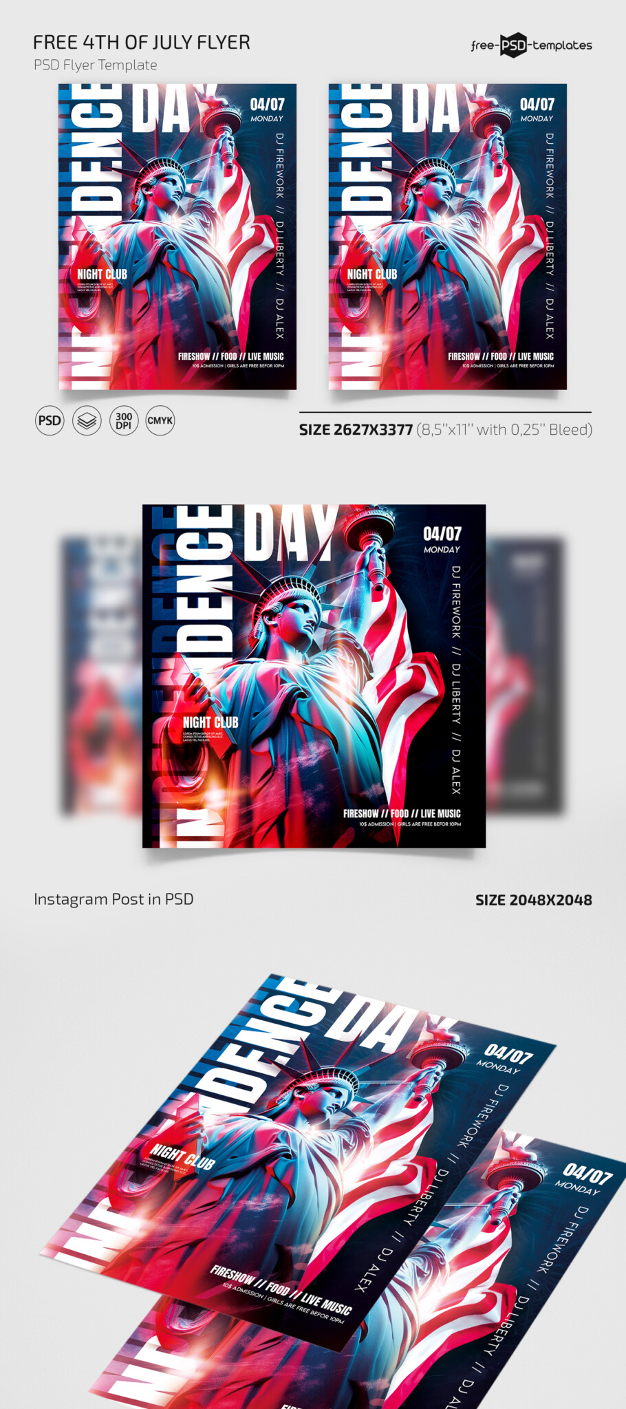 Free 4th of July Flyer PSD Template for Photoshop