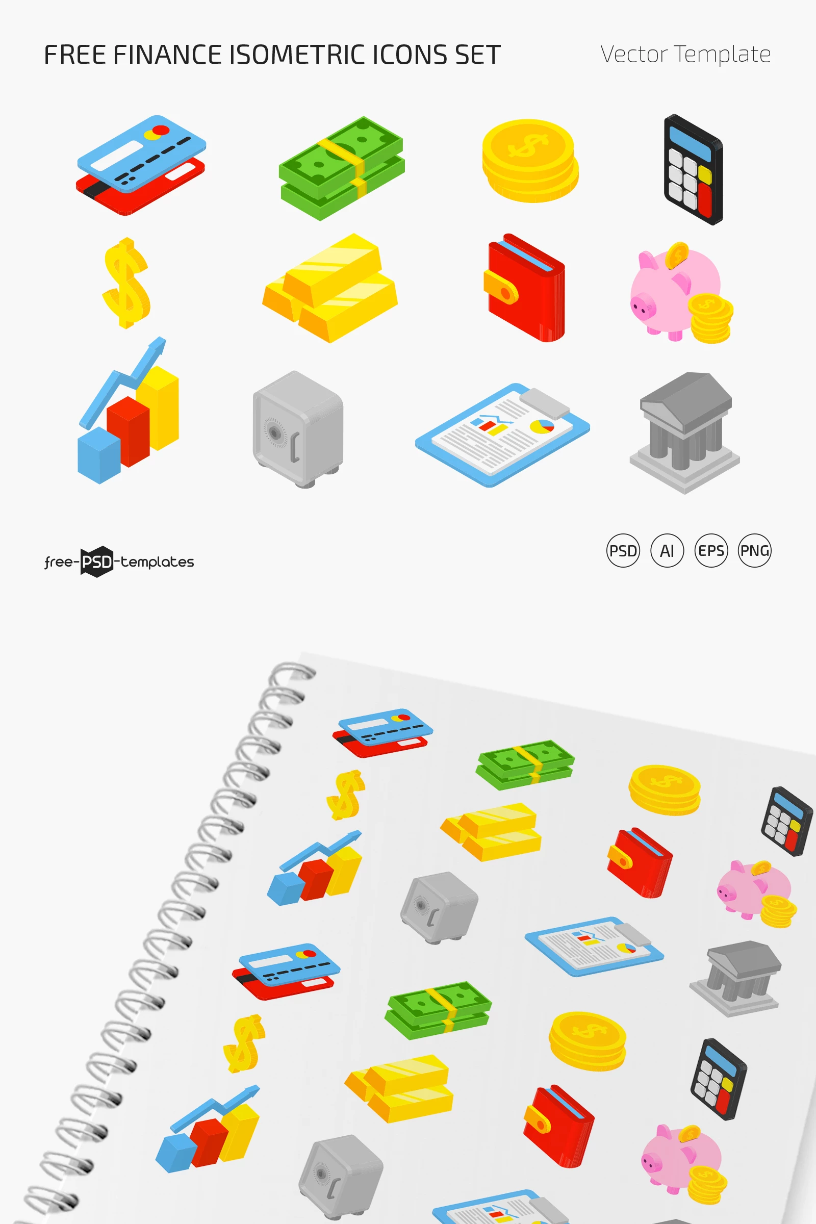 Free Finance Isometric Icons Set